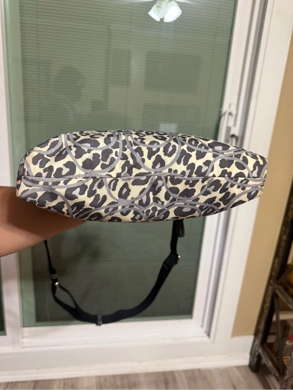 COACH Signature Leopard Print Crossbody Bag in Gray